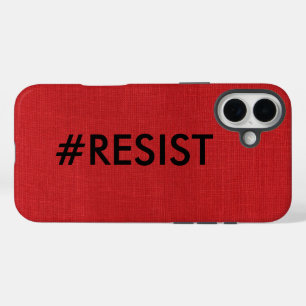 #Resist, Red Linenの黒い文字の写真 iPhone 16 Plusケース