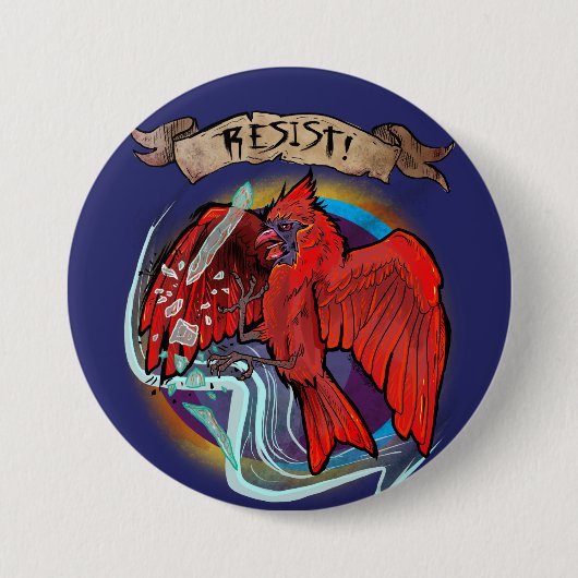 Resist State Bird Cardinal  缶バッジ (正面)