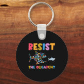Resist The Oligarchy Funny Fish Anti Trump  キーホルダー (正面)