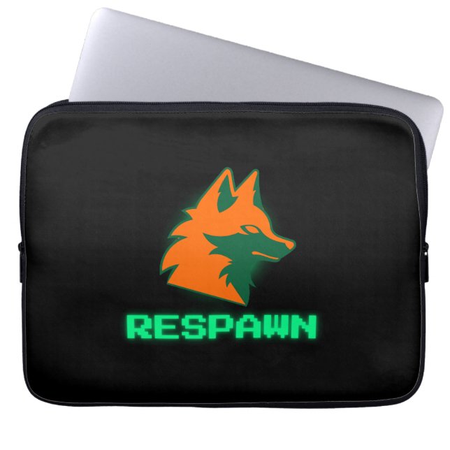 RESPAWN – ネオンゲーマーキツネロゴ ラップトップスリーブ (正面)