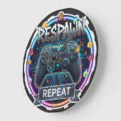 Respawn+and+Repeat+ゲーマーコントローラー ラージ壁時計 (傾斜)