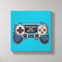 Respawn and Retry - Retro Gaming Glitch Art キャンバスプリント