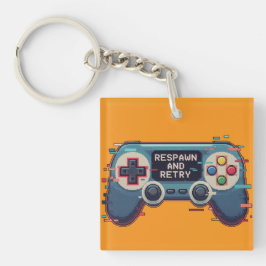 Respawn and Retry - Retro Gaming Glitch Art キーホルダー
