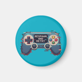 Respawn and Retry - Retro Gaming Glitch Art マグネット