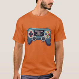 Respawn and Retry - Retro Gaming Glitch Art Tシャツ
