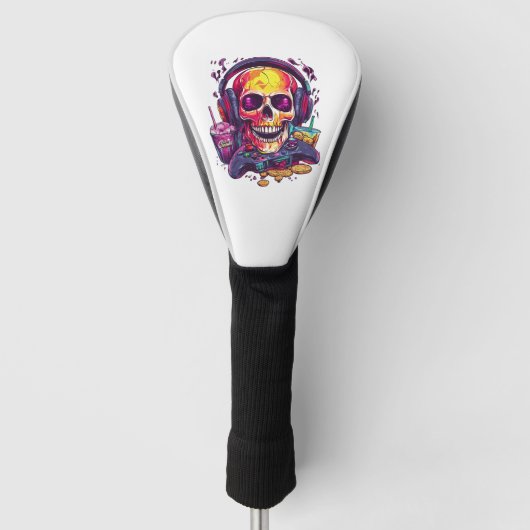 Respawn Ready � Funny Gamer Skull ゴルフヘッドカバー (正面)