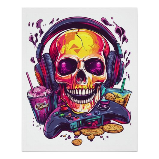 Respawn Ready � Funny Gamer Skull ポスター (正面)