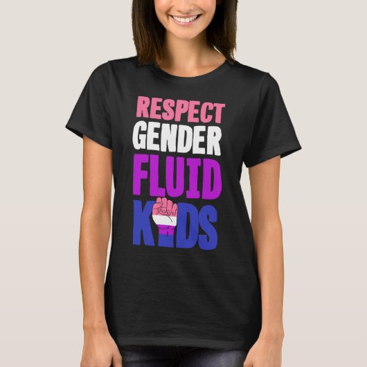 Respect Genderfluid Kids Cute LGBTQ Ally Non-binar Tシャツ (正面)