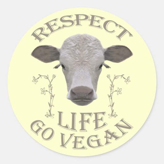 RESPECT LIFE - GO VEGAN - */* ラウンドシール (正面)