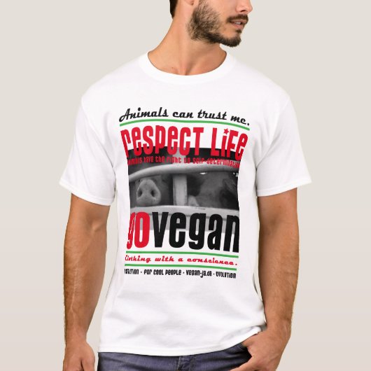RESPECT LIFE - GO VEGAN - 01m Tシャツ (正面)