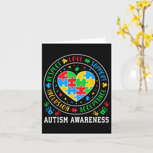 Respect Love Support Accept Inclusion Autism A カード (黄色い花)