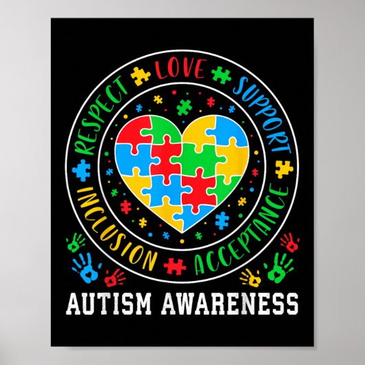 Respect Love Support Accept Inclusion Autism A ポスター (正面)