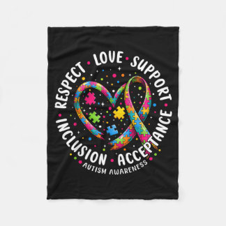 Respect Love Support Autism Awareness Shirts Women フリースブランケット
