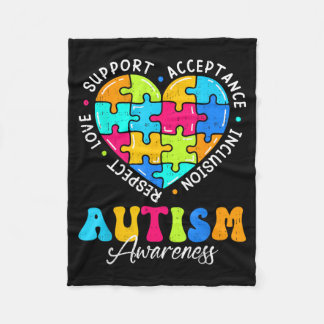 Respect Love Support Inclusion Autism Awareness フリースブランケット