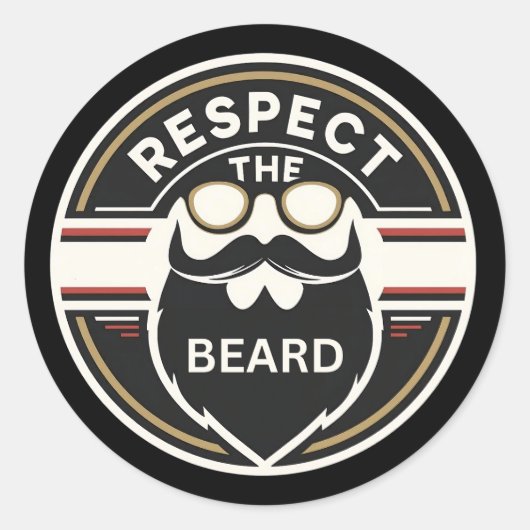 Respect the Beard,  Funny Beard Lover ラウンドシール (正面)
