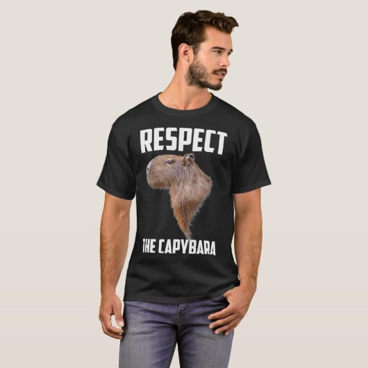 Respect The Capybara Funny Capibara Rodent Animal Tシャツ (正面フル)