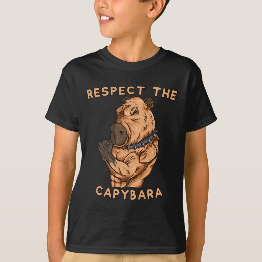 Respect The Capybara - Funny Fitness Bodybuilder R Tシャツ (正面)