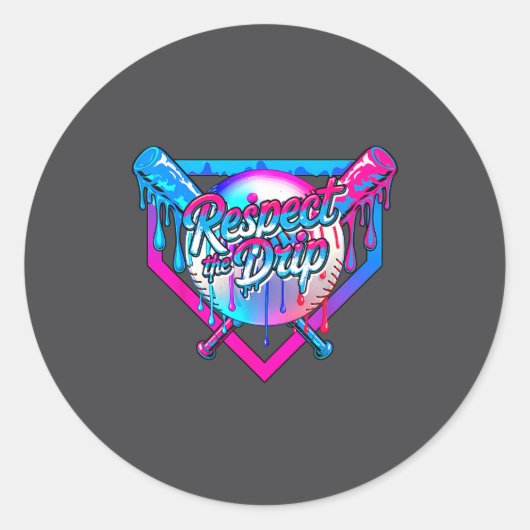 Respect The Drip Baseball Ice Cream For Kids Boys  ラウンドシール (正面)