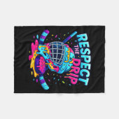 Respect The Drip Ice Hockey Stick & Puck Dripn フリースブランケット (正面(横))