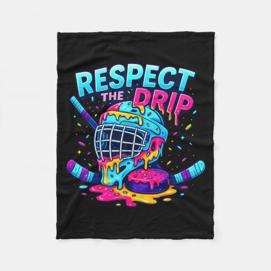 Respect The Drip Ice Hockey Stick & Puck Dripn フリースブランケット (正面)
