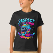 Respect The Drip Ice Hockey Stick &amp; Puck Dripn Tシャツ (正面)