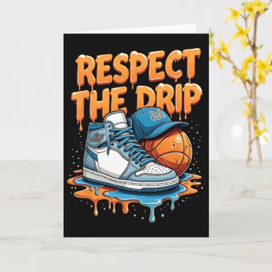 Respect The Drip Sneaker Swag Sketll Street Style  カード (黄色い花)