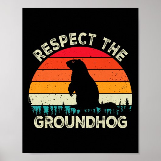 Respect The Groundhog Dayねずみ可愛いレトロ ポスター (正面)