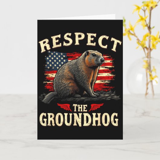 Respect The Groundhog Happy Ground-hog Day _1  カード (黄色い花)