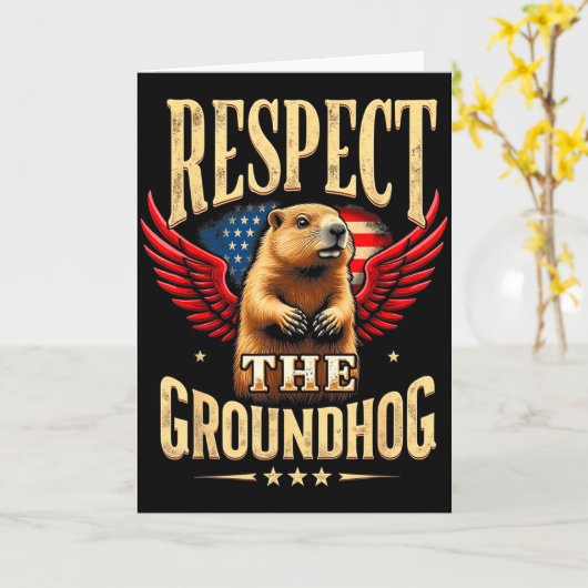 Respect The Groundhog Happy Groundhog Day 2025  カード (黄色い花)