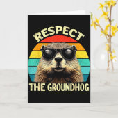 Respect The Groundhog Lover Vintage Animal Ground  カード (黄色い花)