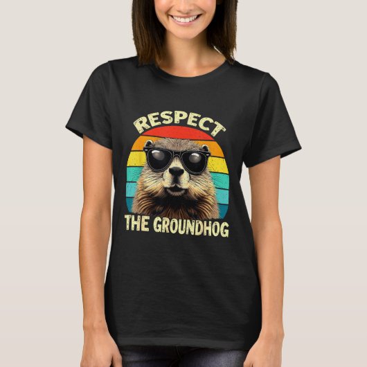 Respect The Groundhog Lover Vintage Animal Ground  Tシャツ (正面)
