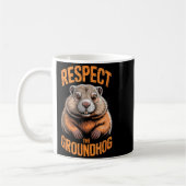 Respect The Groundhog Punxsutawney Phil Funny Holi コーヒーマグカップ (左)
