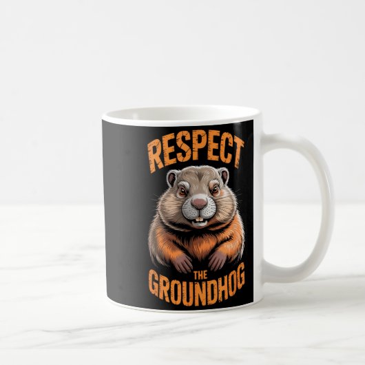Respect The Groundhog Punxsutawney Phil Funny Holi コーヒーマグカップ (右)