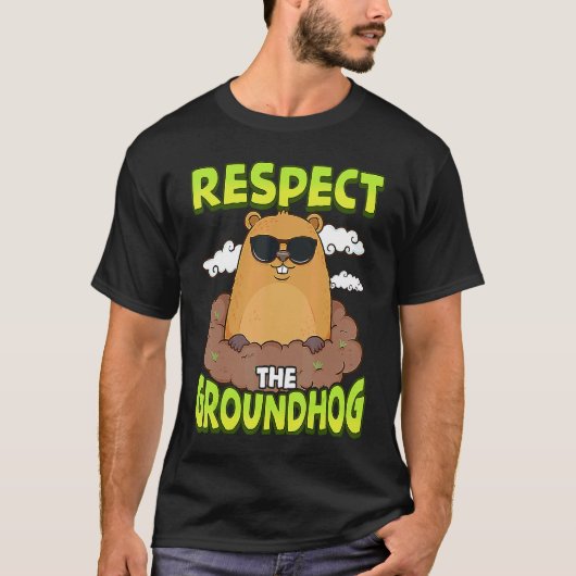 Respect The Groundhog  Retro Punxsy Phil's Groundh Tシャツ (正面)