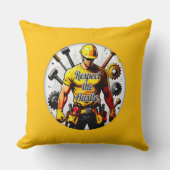 Respect the Hustle Construction Worker Design – La クッション (正面)