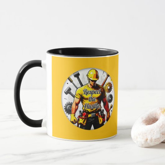 Respect the Hustle Construction Worker Design – La マグカップ (ドーナツ)