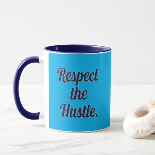 Respect the Hustle Script Design – Motivational Wo マグカップ (ドーナツ)