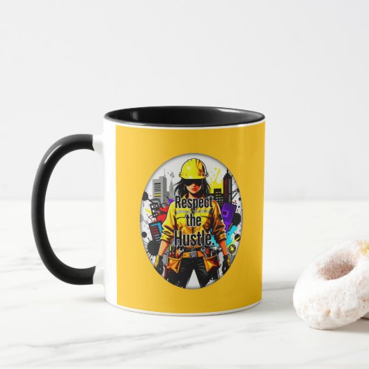 Respect the Hustle Worker Illustration – Industria マグカップ (ドーナツ)