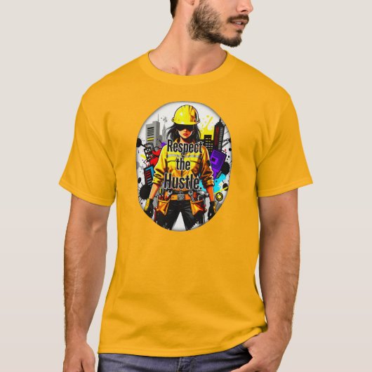 Respect the Hustle Worker Illustration – Industria Tシャツ (正面)