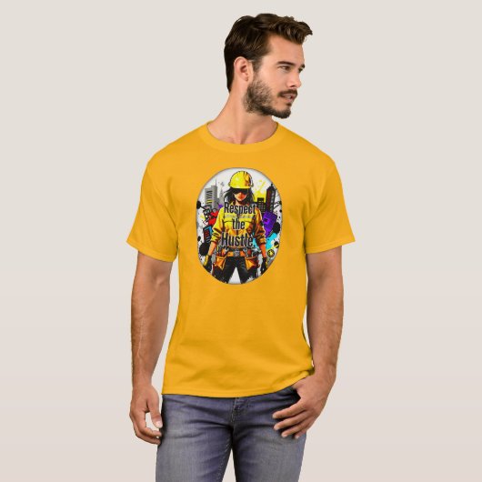 Respect the Hustle Worker Illustration – Industria Tシャツ (正面フル)