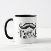 Respect the ’Stache Funny Moustache Lover マグカップ (左)
