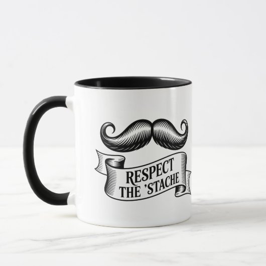 Respect the ’Stache Funny Moustache Lover マグカップ (左)