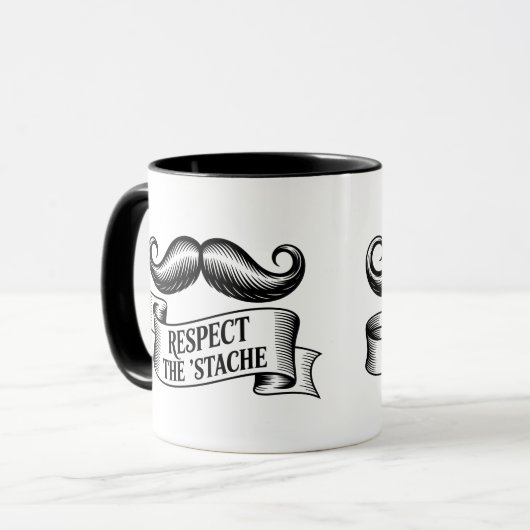 Respect the ’Stache Funny Moustache Lover マグカップ (正面左)