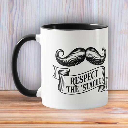 Respect the ’Stache Funny Moustache Lover マグカップ