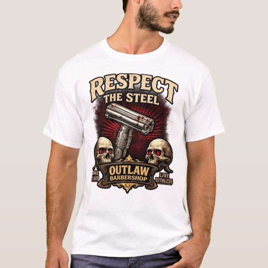 Respect the Steel – Double Edge Razor Design Tシャツ (正面)