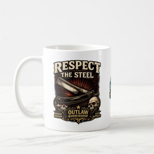 Respect the Steel – Straight Razor Mug コーヒーマグカップ (左)