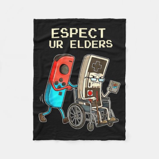 Respect Ur Elders Retro Gaming Controller Funny  フリースブランケット (正面)