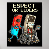 Respect Ur Elders Retro Gaming Controller Funny  ポスター (正面)