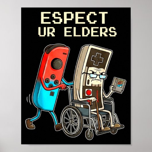 Respect Ur Elders Retro Gaming Controller Funny  ポスター (正面)