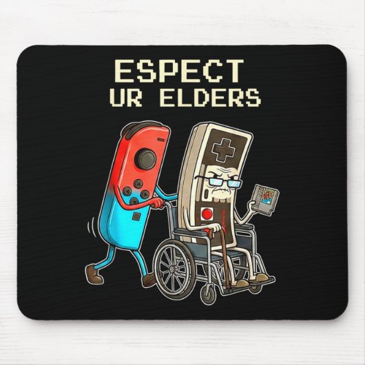 Respect Ur Elders Retro Gaming Controller Funny  マウスパッド (正面)